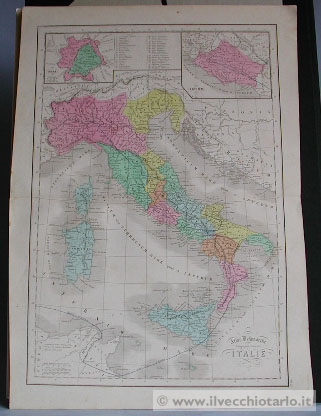 antica mappa d'italia epoca 1870 delamarche parigi